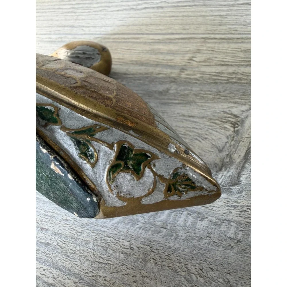 Vintage Pair Brass Enamel Duck Figurine Small Paperweight Patina & Wear 1970's